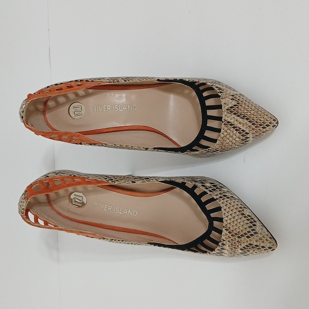 River Island Tan Snake Print Stilleto Heels Size 6 - Picture 4 of 8